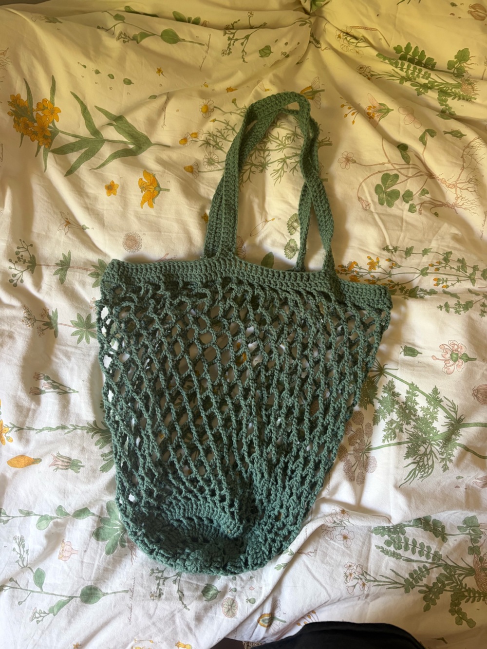 Handcrafted Green Crochet Market Tote Bag